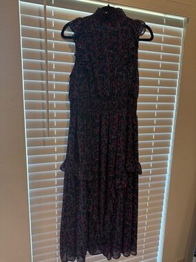 Lulu's Black Maxi Dress with Pink & Green Floral